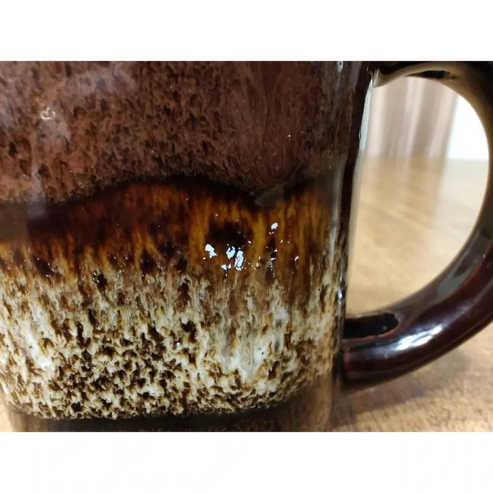 Vintage Earthy Brown Speckled Ceramic Mug Candle Hand-Poured Bay Rum Scent A42